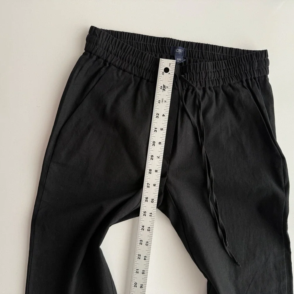 J Crew Factory NWT Linen Cotton Blend Drawstring Pull On Cuffed Black Pants 00‎ - Picture 9 of 10